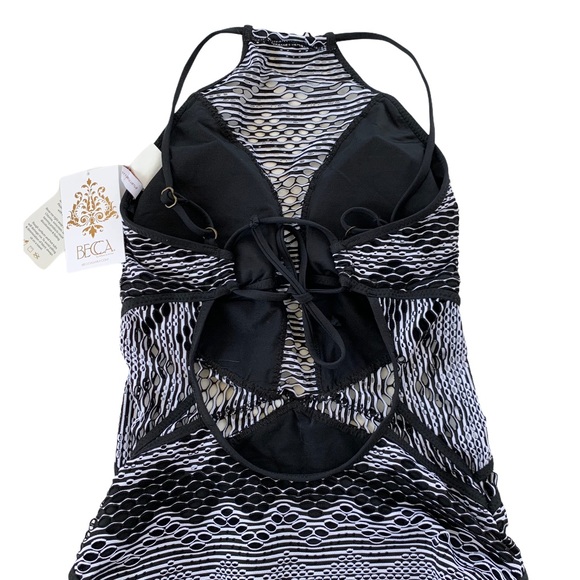 BECCA Aurora High Neck Crochet Lace Swimsuit S NWT - Picture 8 of 13